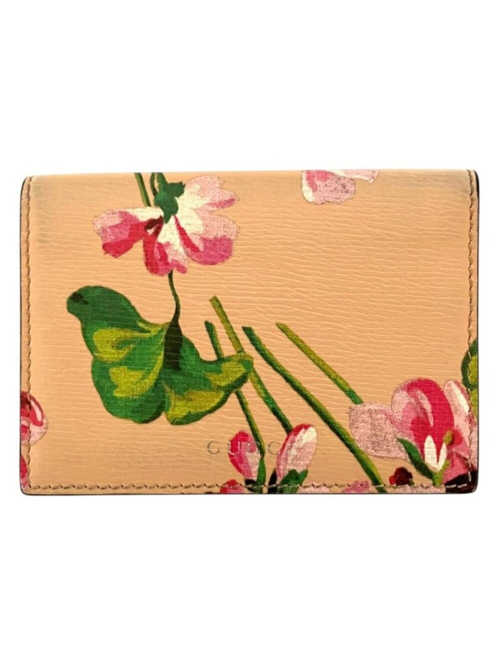 Gucci Flora Print Bifold Card Case Beige